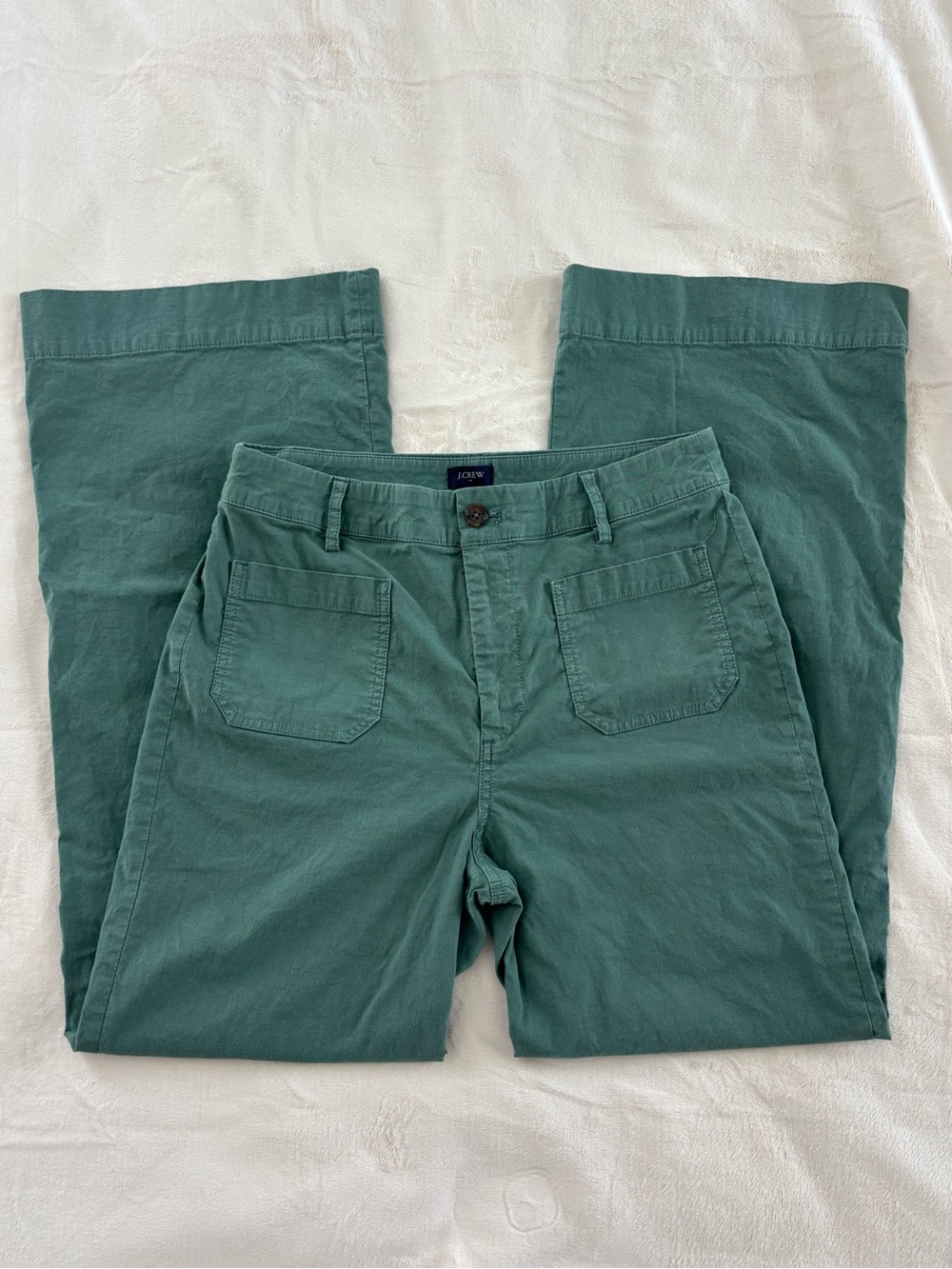 J Crew Green Wide Leg Pants